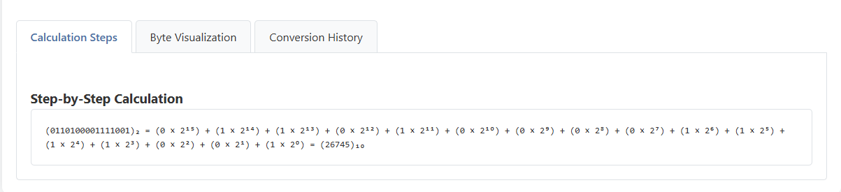 Binary to Decimal Converter Steps